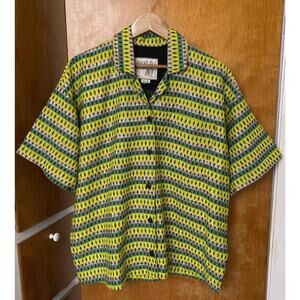 Ace & Jig Bobby Camp Shirt Boxy Short Sleeve Resort Lime Metallic Boho Sz S